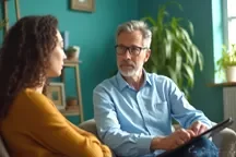 Psychology Students Help resource showing a counsellor guiding a client in a one-on-one psychotherapy session within a calm, professional counseling setting.